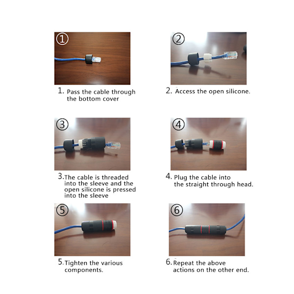 Vattentät RJ45 Connector Kabel Nätverk Dubbel för Head Adapter Coupler Extensio