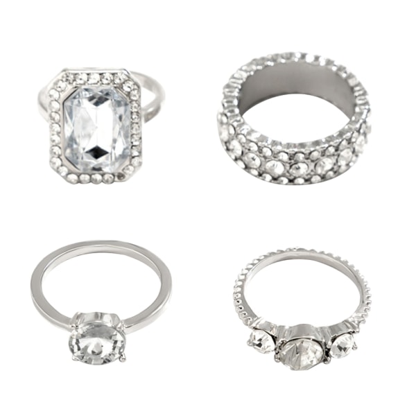 Enkel knogringar Set Vintage gemensamma fingerringar inlagda strass Mode staplingsbara ringar Smycken för kvinnor tjejer null - Style 3