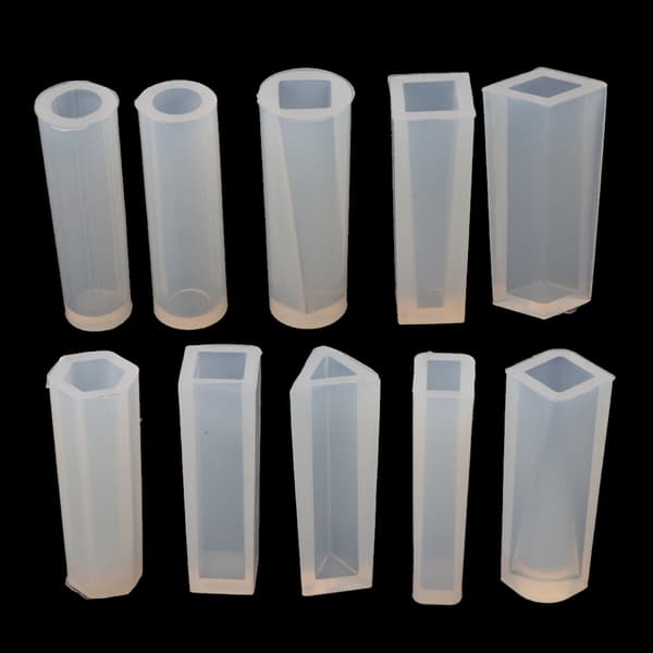 10 stk. harpiks lange cylinder trapezformede krystalforme krystalfremstilling af epoxy