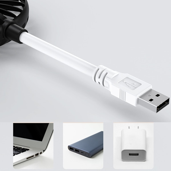 Liten USB -fläkt USB In-line Tyst kontorsbord Kylfläktar USB fläkt Justerbar skrivbordsfläkt Sommar Bärbar fläkt 5V 5W White L