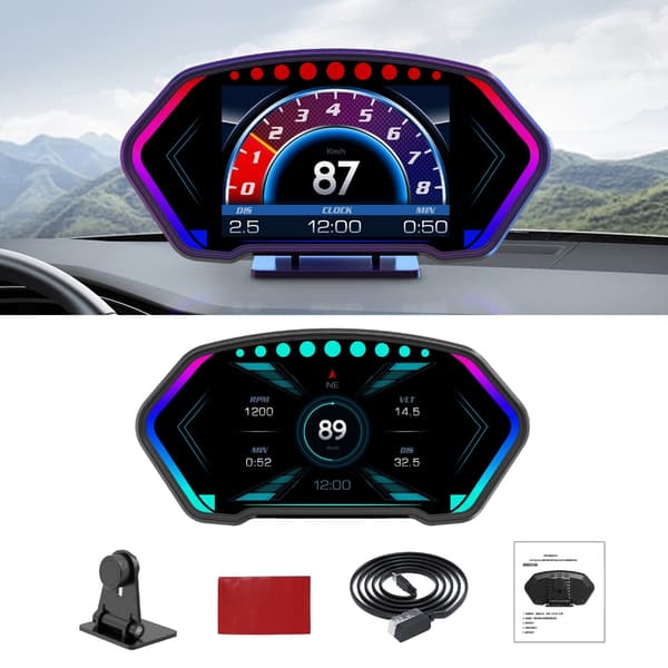 Head Up Display Digital Navigasjons Speedometer Overhastighetsalarm Diagnostisk Måler