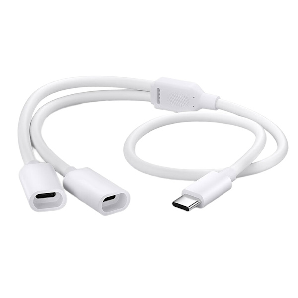 Dubbel Solpanel Laddningskabel Typ C Splitter Stöd OTG 480Mbps Data White