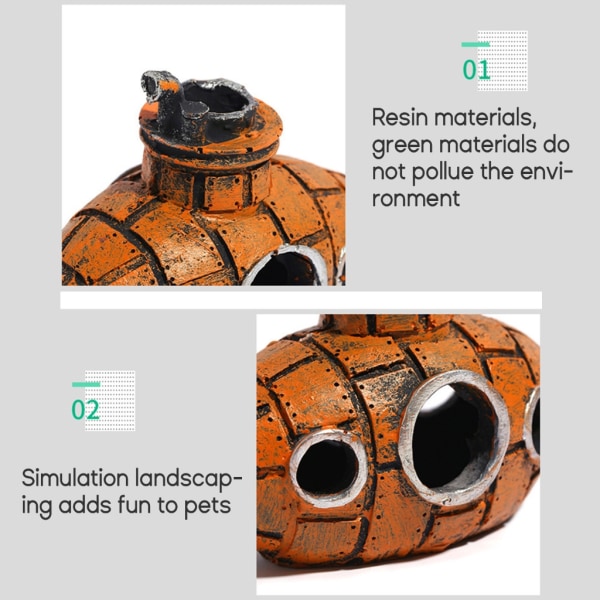 Harts nedsänkbar simuleringshantverk för akvarium DIY-dekor undervattensexpedition dränkbar för reptiler gömställe L