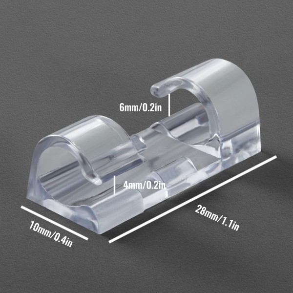 20 st självhäftande kabelklämmor Klar kabelhantering Väggsladdhållare TV PC Trådhållare Skrivbordssladd Organizer Large