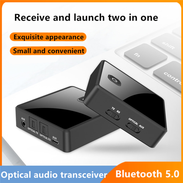 2 i 1 Bluetooth-kompatibel 5.0 sändare mottagare TV-högtalare 3,5 mm AUX Toslink optisk adapter Ljud Musik Trådlös