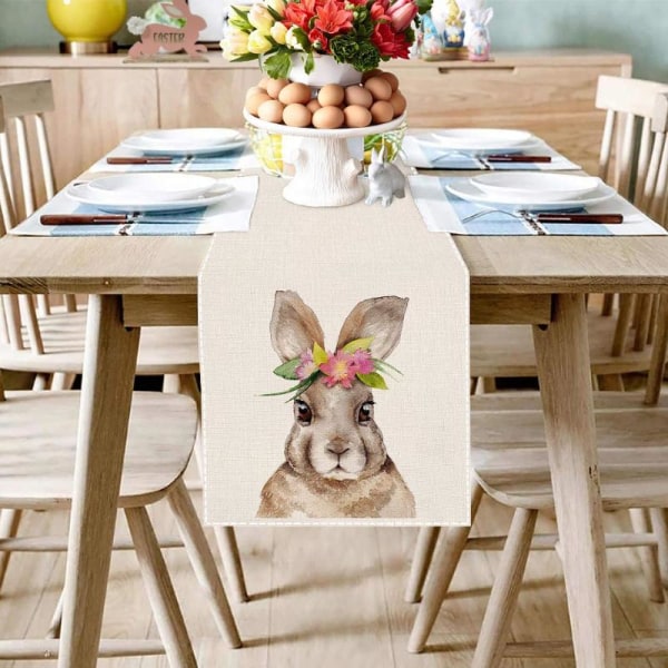 Påskhare bordslöpare rektangel våren kanin duk för köket middagar null - Style 3 183