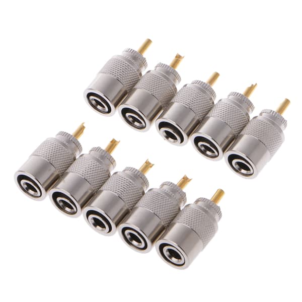 10 stk. UHF PL-259 hanlodde RF-stik til RG8X koaksialkabel