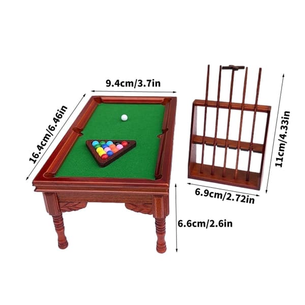 1:12 Skala Miniature Poolbord Mini Træ Billard Model Layout Rekvisitter Gave