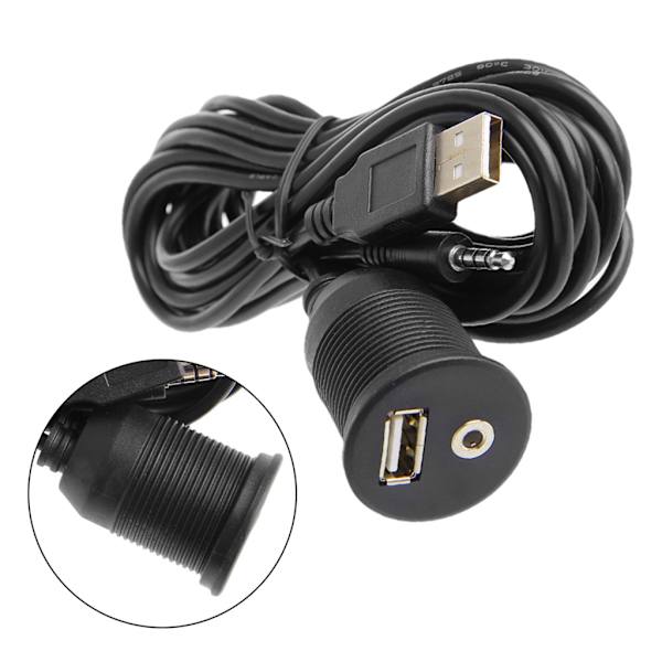 USB 3,5 mm 1/8 Aux-förlängningskabel Kabelmonteringspanel Bilbåt Dash Flush Mount Three piece set