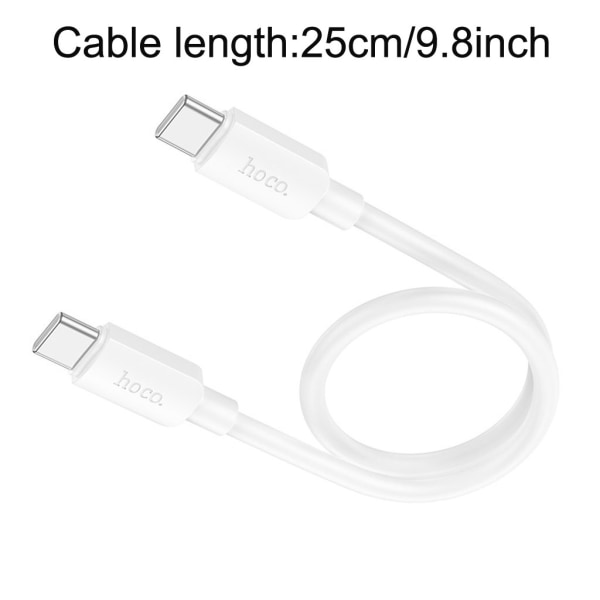Typ C laddningskabel 60W höghastighets USB C till TypeC förlängningskabel för telefon 15 mobiltelefon surfplatta 25 cm White