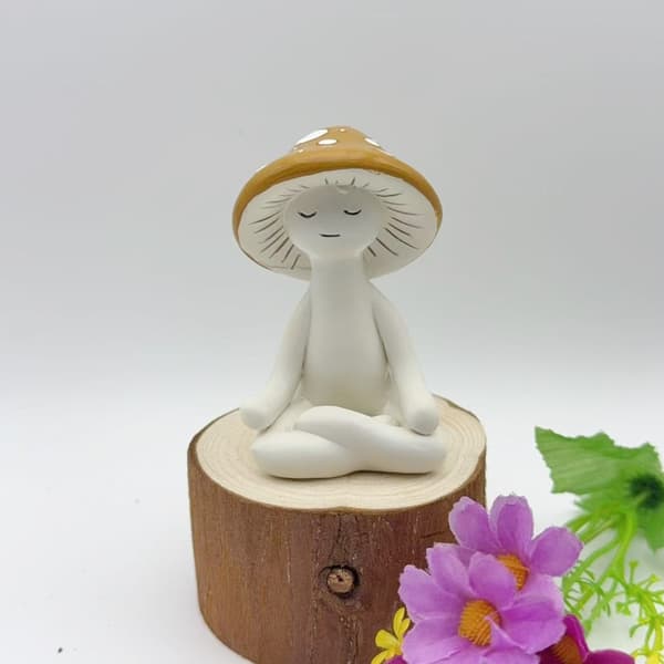 Havepynt Statue Meditation Svampefigurer Indflytningsgave til Terrasse