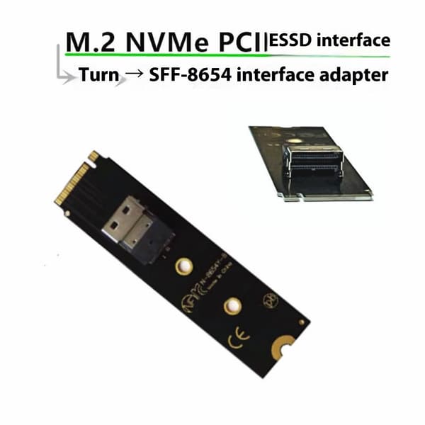 SFF-8654 til M.2 NVMe PCIe Adapterkort Adapterstasjon Utvidelse Ekstern