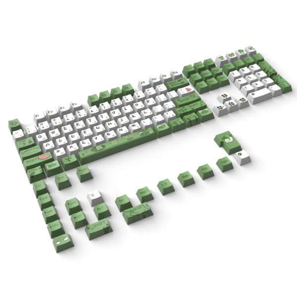 Keycaps 129PCS Green Frog Keycaps OEM Profile Full Set Keycap DyeSubbed Tjocka PBT Caps för Gaming Mekaniskt tangentbord