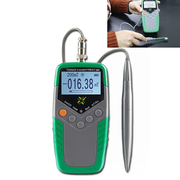 Handhållen Digital Tes la Meter Hög Precision Gaussmeter Fluxmeter Ytmagnetfältsmätare med Sond 0-2400mT