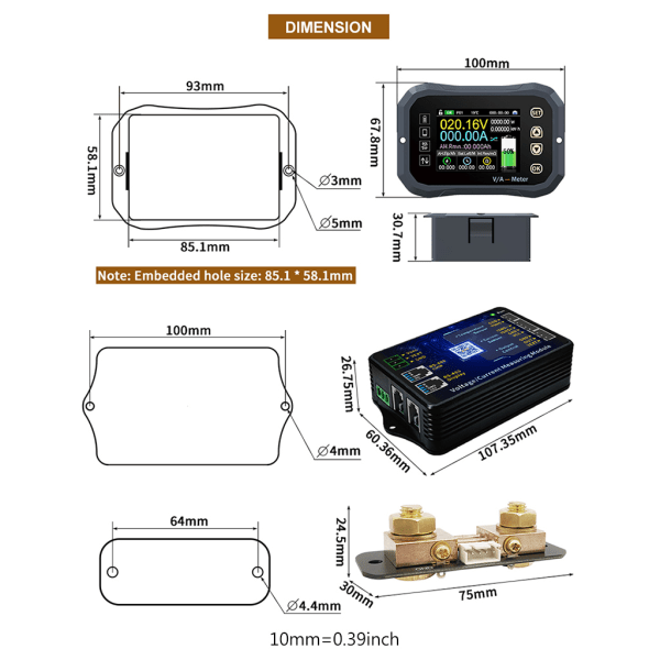 Multifunktionell batteri Coulometer Spänning Power Temperatur KW-mätare med OVP/OTP/LVP/OPP/OCP/NCP Professional