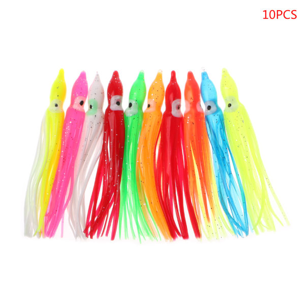 10 st plastfiskedrag bläckfiskkjol trolling bläckfisk mjukt lockbete 10CM