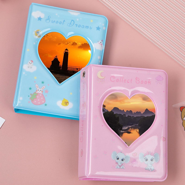 Hollow Heart Shape Mini Fotoalbum med I nsert fickor 3 tum 40 ark foton Rabbit Bear