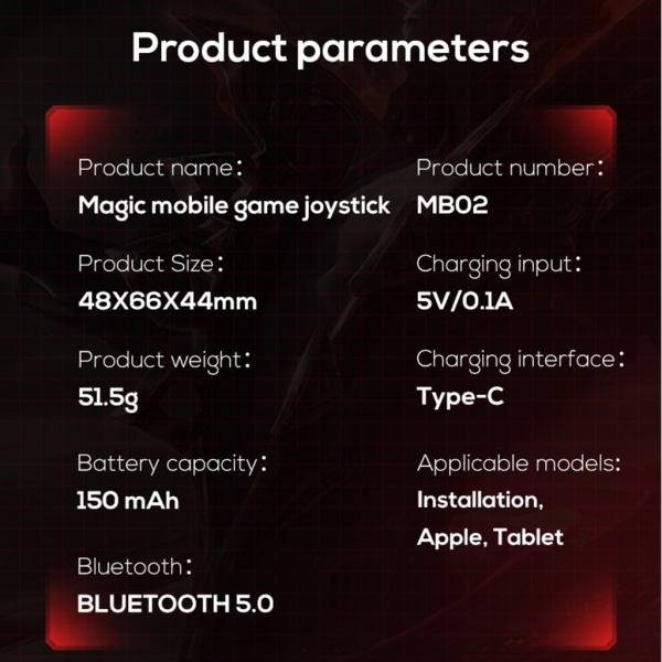 Mobilspel Joystick Stöd för Android-iOS Mobiltelefon HID MFI Game Handle Controller Bluetooth-kompatibel 5.0-anslutning