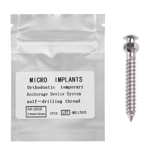 Dentala mikroimplantat Skruv självborrande tråd Ortodontisk förankring 1.6mm*8mm