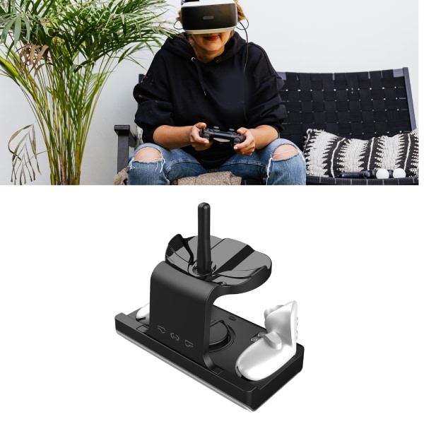 Laddningsdocka för 3 VR Headset Laddningsställ Laddningsstation Headsetkontroller Höghastighets LED-laddningsställ Black