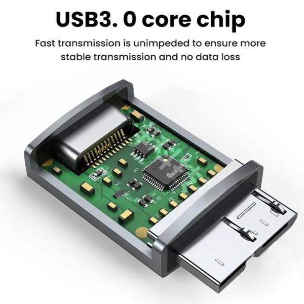 USB C till Micro B Adapter Höghastighetsdataöverföring, aluminiumkonstruktion, Typ-c till USB3.0 Micro B Adapter Converter Black