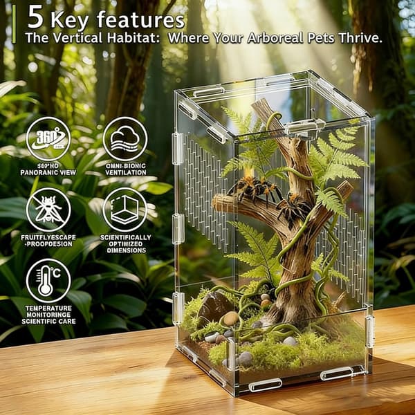 Terrarium för husdjursreptiler, avelsbox med observationsfönster, frontöppning