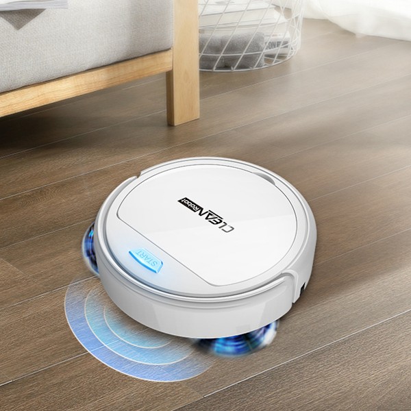 3-i-1 Slank Automatisk Robotstøvsuger Super Stille Sterk Sugekraft USB Oppladbar White B