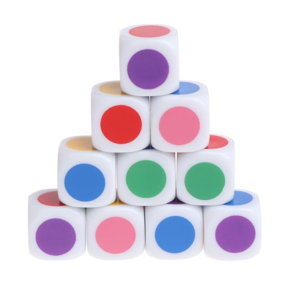 10 st 15 mm flerfärgad akryl tärning pärlor sex sidor bärbara bordsspel leksak