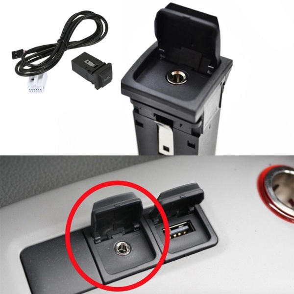 Slitstark bil AUX Switch Interface Adapter I Sockel Med Kabelmatta För VW RCD510 RCD310 RNS315 Jetta 5 MK5 Golf 6 MK6