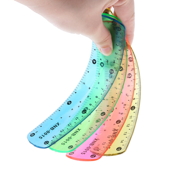 15 cm mjuk genomskinlig linjal Flerfärgad flexibel rak linjal som mäter spricksäker brevpapper för studentprispresentfest