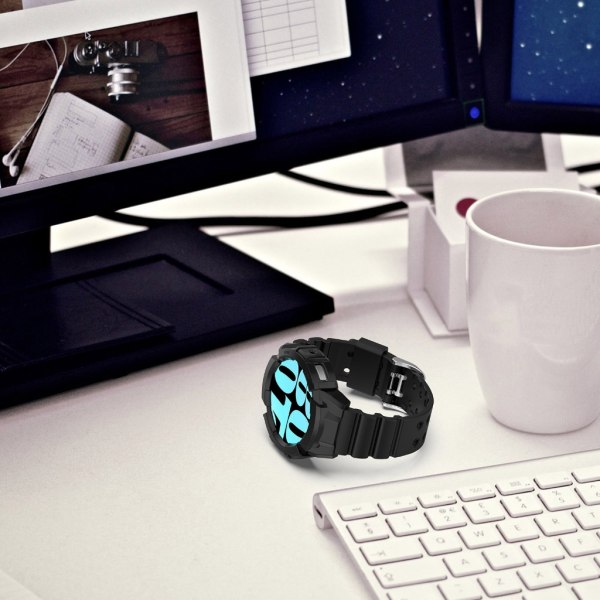 Silikonrem Vattentätt armband + case kompatibel för Watch 6 44 mm Smartwatch Fashionabla band anti-scratch Armband Purple