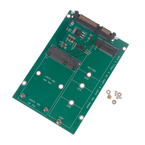 M.2 NGFF eller mSATA till Sata Adapter 2-i-1 NGFF eller mSATA Converter Reader Card Converter 2,5 tums hårddisk, Stöd Sata