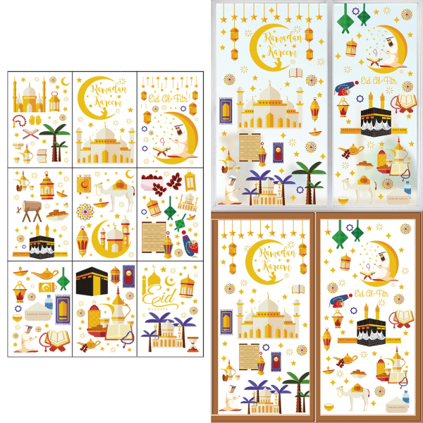 9 st Ramadan fönsterdekal Eid Mubarak Decor Kareem islamiska väggdekaler