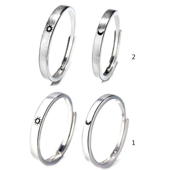 Mode för sol- och månälskare Parringar Set Enkel knogring Förlovningsbröllop Justerbar Ring Smycken för män W null - 1