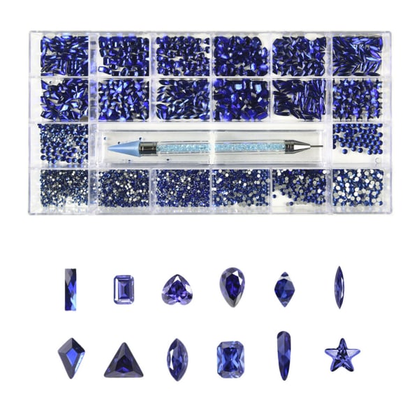 Multi Shapes Rhinestones AB Crystal Nail Art Set Strass Nail Gems Iridescent Clear Class Multi-Shape Flat Back 2