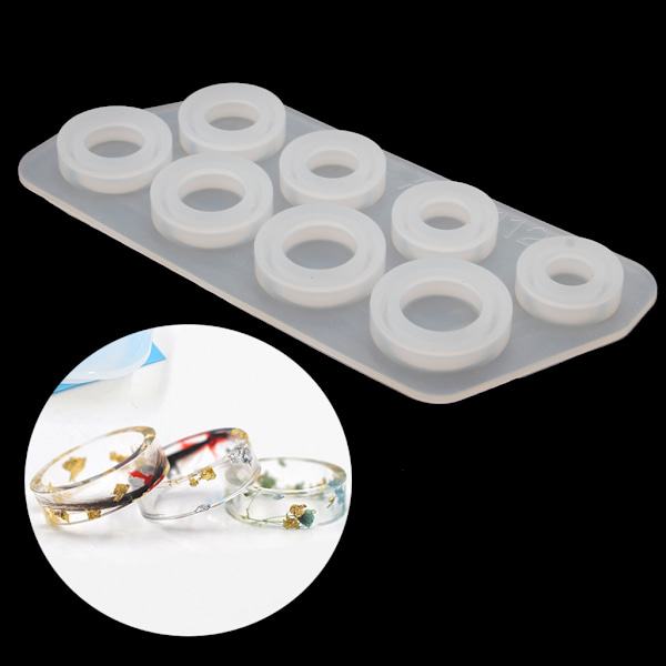8 delar Harts molds Silikon molds Diverse storlekar Form Cirkelsmycken för DIY Craft Ring Making