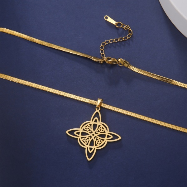 Häxknut hänge halsband Celtics irländsk amulett i rostfritt stål ormkedja Choker hednisk Witchcraft Luck smycken Silver