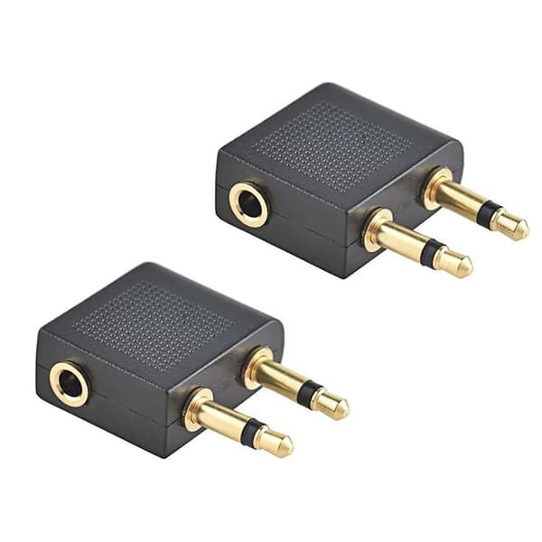 2 stk. forgyldt 3,5 mm 2 han til 1 hun hovedtelefon jack socket o adapter