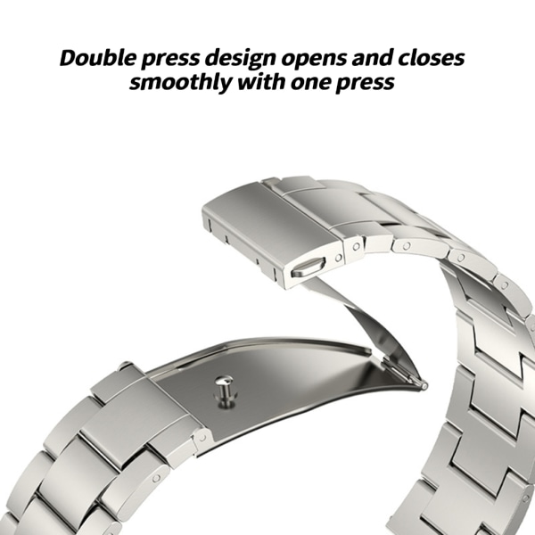 Damer Herr Snabbkoppling Metallbälte Rostfritt Armband Armband för Watch 6 22mm Smartwatch Andningsbar Ersättningsrem Silver