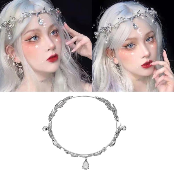 Bröllop Brud Pannan Tiara Pannband Crystal Leaf Hårband Fairy Jewelry Crown