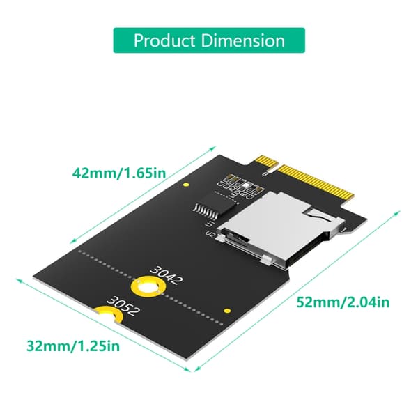 Effektiv datastyring M.2 B Key USB-bus til SDXC-kort