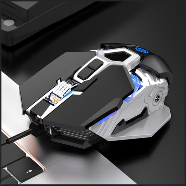 Q18 Gaming Mus Ergonomisk Kablet Mus 9-Tasters LED 6400DPI Optisk Programmerbar White