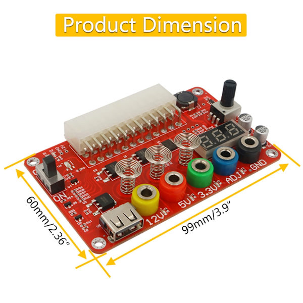 ATX Power Supply Breakout Board för elektronisk komponent justerbar spänningsknopp
