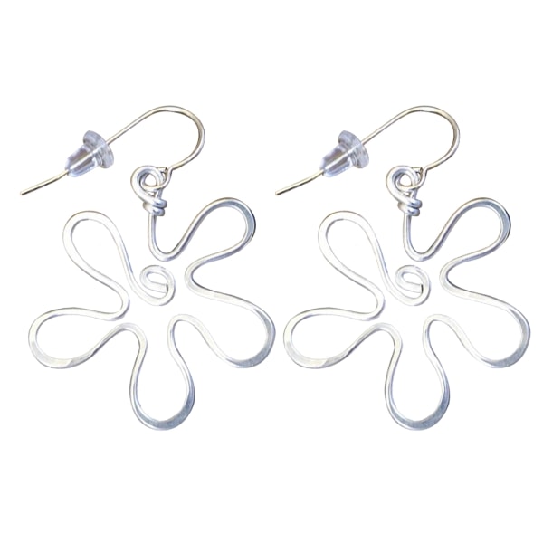 Mode handgjorda enkel design Silver färg ihåliga blomma hänge örhängen Drop örhängen Smycken present för kvinnor flicka