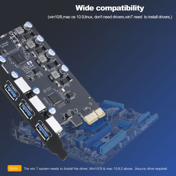 USB 3.0 PCIE 4.0 x16 -kortti PCIE USB3.0 -sovitin USB-ohjainkortti PC:lle