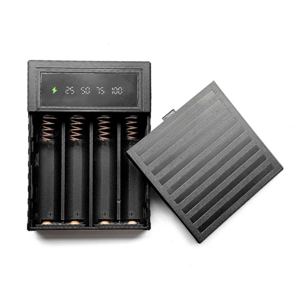 Gör-det-själv Power Bank-boxar 4x18650 Batteri Snabbare Laddare Case Shells Case (batteri ingår ej) 5V2A utgång Black MAX 5V 2A