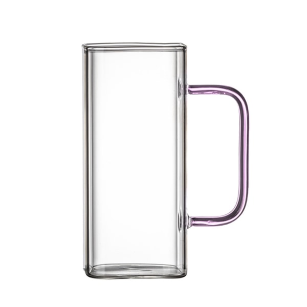 Elegant fyrkantig glaskopp fyrkantig ölmugg Återanvändbara vattenglas Glasmaterial Dryckeskoppar för hem och kök Pink