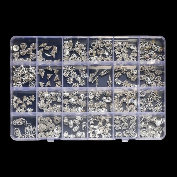 24-Facks Nagelkonst Berlocker Kors Nagel Strass Berlocker Multi-form Nagel Ädelstenar DIY Nagelkonst Dekoration Manikyr Tillbehör