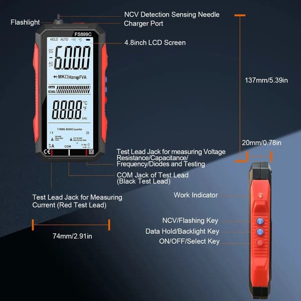 Digital multimeter voltmeter med temperaturfunktion för hemmabruk