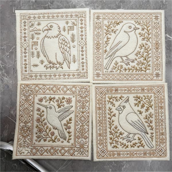 Fågelmönster Broderisats för Hemkonstprojekt Steg-för-steg-guide A